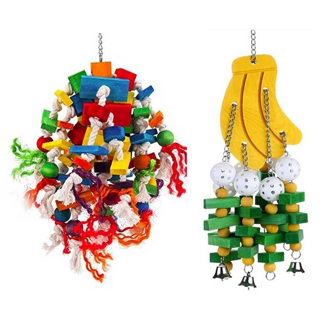 Vogel Papegaai Speelgoed Vogels Swing Speelgoed Huisdier Vogel Accessoires Houten Kralen Bananen Appels Bossen Voor Budgie Lovebirds Conures Vogels Speelgoed: style 6