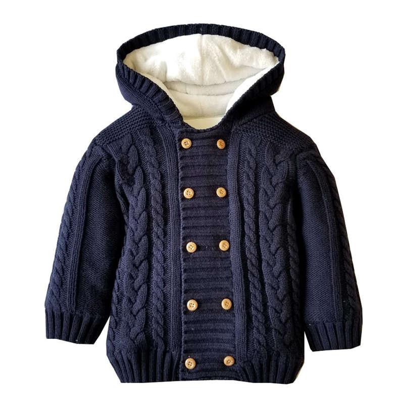 Casaco de inverno para meninas e recém-nascidos, jaquetas quentes de veludo com capuz para bebês, roupas de inverno para crianças: Navy / 12 m