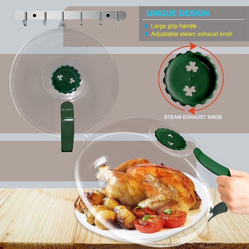 Microwave Splatter Cover Microwave Cover For Food Microwave Plate Cover With Handle Hanging And Adjustable Steam Vents