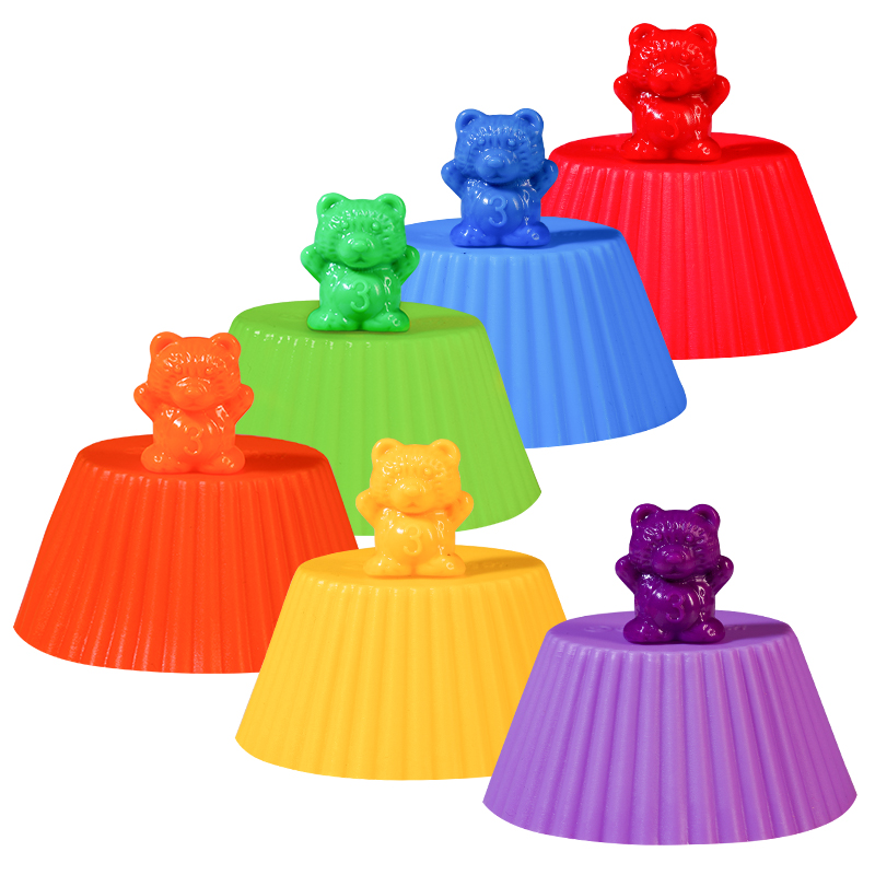 1 set Zählen Bears Mit Stapeln Tassen Montessori Regenbogen Passende Spiel Farbe Sortierung Spielzeug Für Kleinkinder Baby aufkleber Tweeze