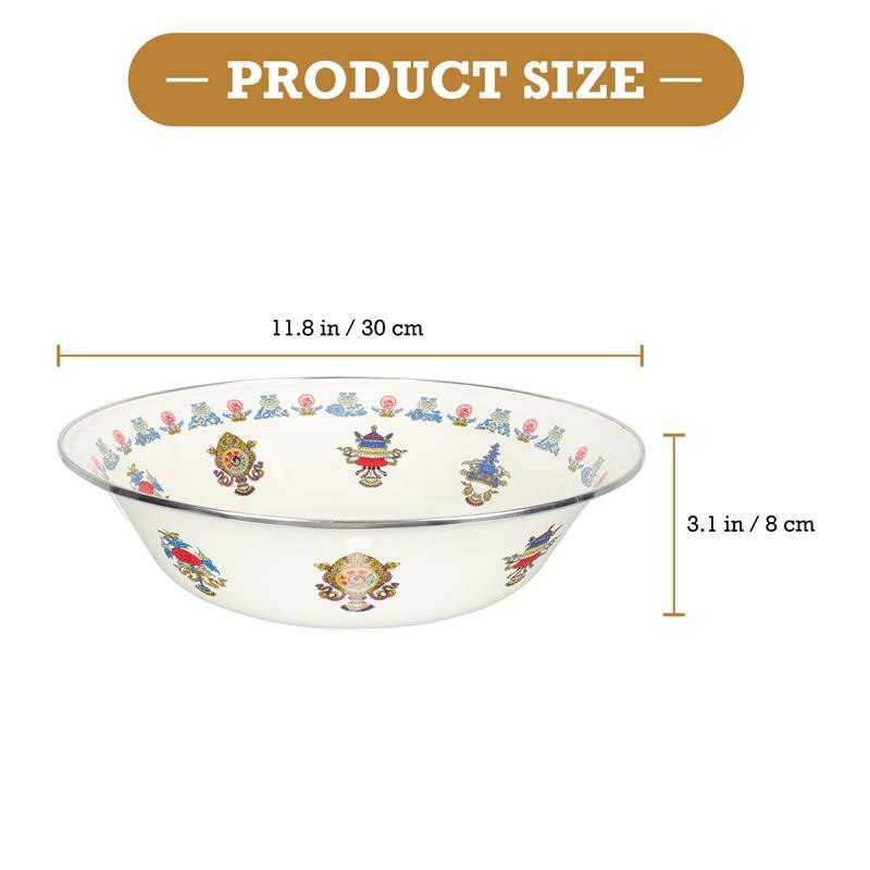 Retro Enamel Soup Basin Thick Storage Basin Decorative Enamel Washbasin for Kitchen