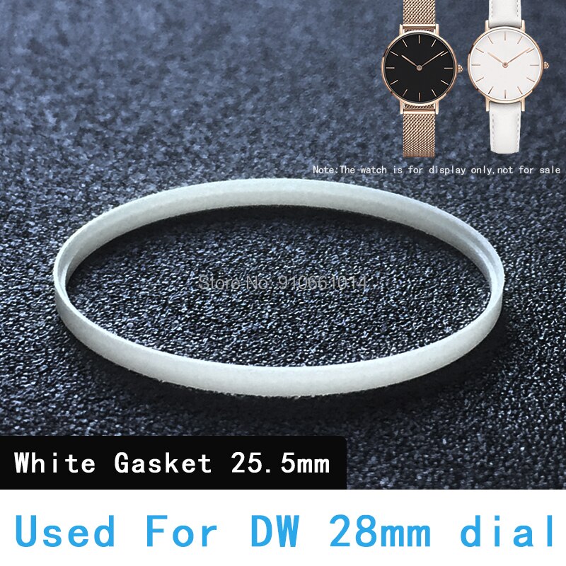 Guarnizione per orologio nera bianca DW 37.6 33.8 33.6 31.3 30.3 29.5 23.6mm diametro utilizzato per cassa frontale vetro rondella di plastica orologio sostituire parte: bianca 25.5mm