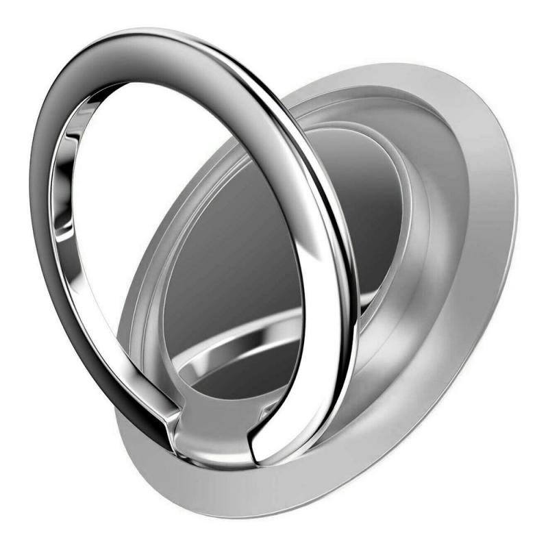 6 farver magnet metalfinger ring telefonholder 360 graders drejelig smartphone stikkontakt til magnetisk smartphone stativ: Sølv