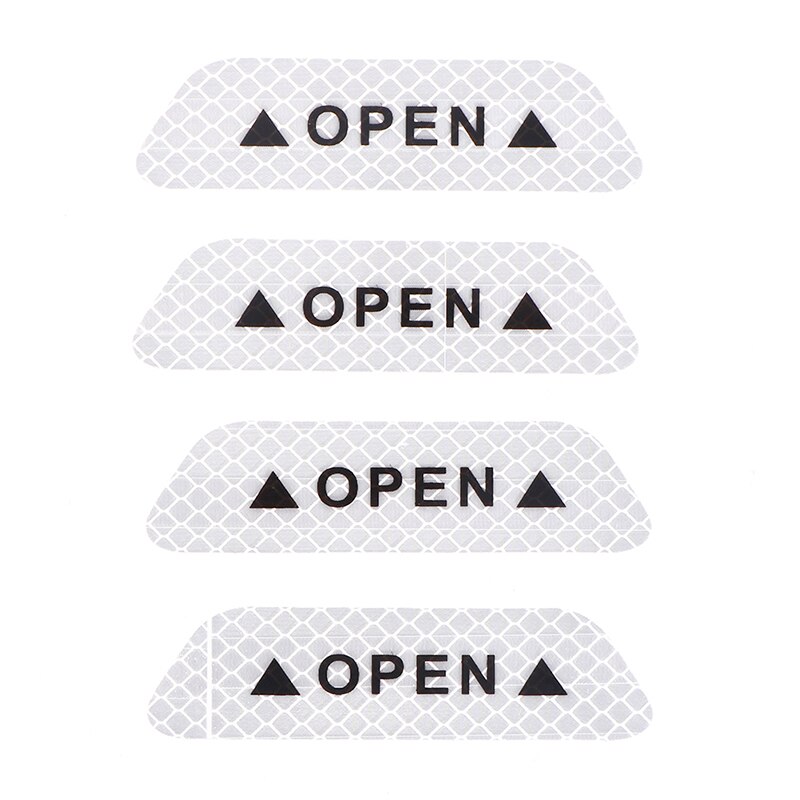4pcs/set Car Door Stickers Safety Warning Reflective Signs OPEN Rainy And Foggy Reminder High Reflective Stickers: B