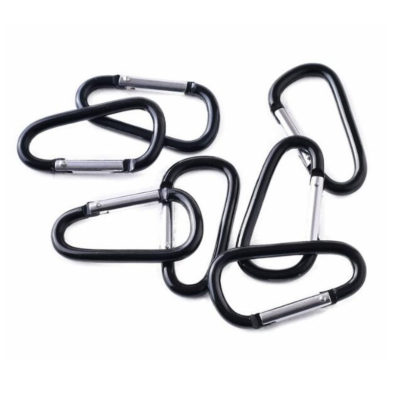 10 st aluminium karbinhake clip d form karbinhakar fjäder karbinkrok camping resa vandring nyckelringar nyckelring utomhus svart