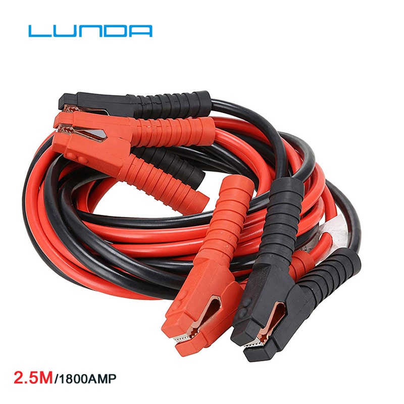 Lunda jumper batterikabler 2m 500 amp 1000 amp 2.5m 1800 amp startkabel nødhjælp til bil varevognsterminaler startkabler