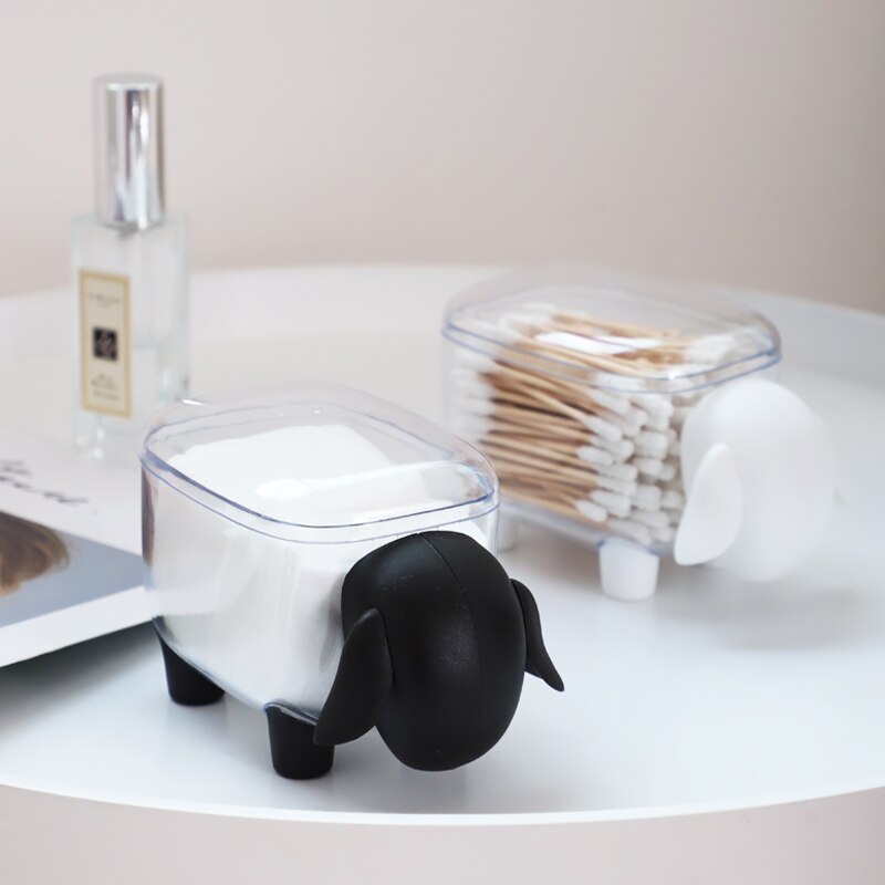 Cajas de almacenamiento de mondadientes de plástico en forma de oveja bonitas cajas de hisopo de algodón caja de palillos de polvo accesorios de cocina para sala de estar