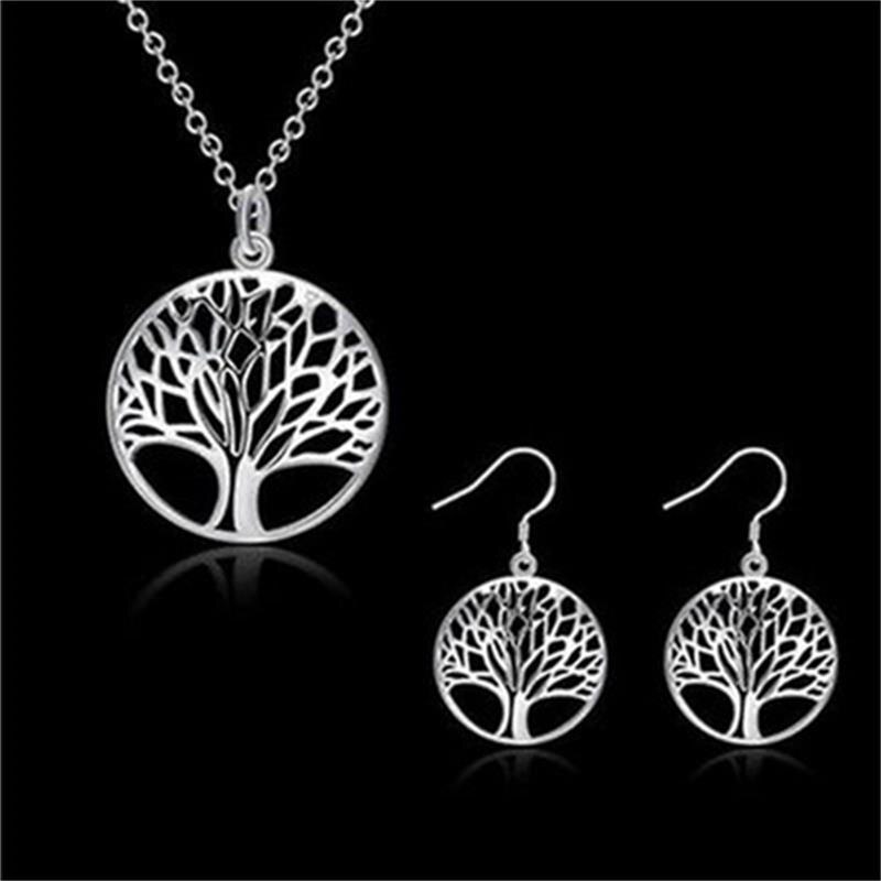 alliage arbre de vie boucle d'oreille pour les femmes ensemble Simple tout-Match métal pendentif Europe et amérique bijoux