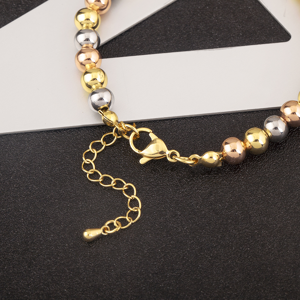 AIBEF-pulsera clásica Simple de cuentas redondas de cobre para mujer, brazalete ajustable de Color dorado/plateado/rosa, accesorios de joyería, de cumpleaños