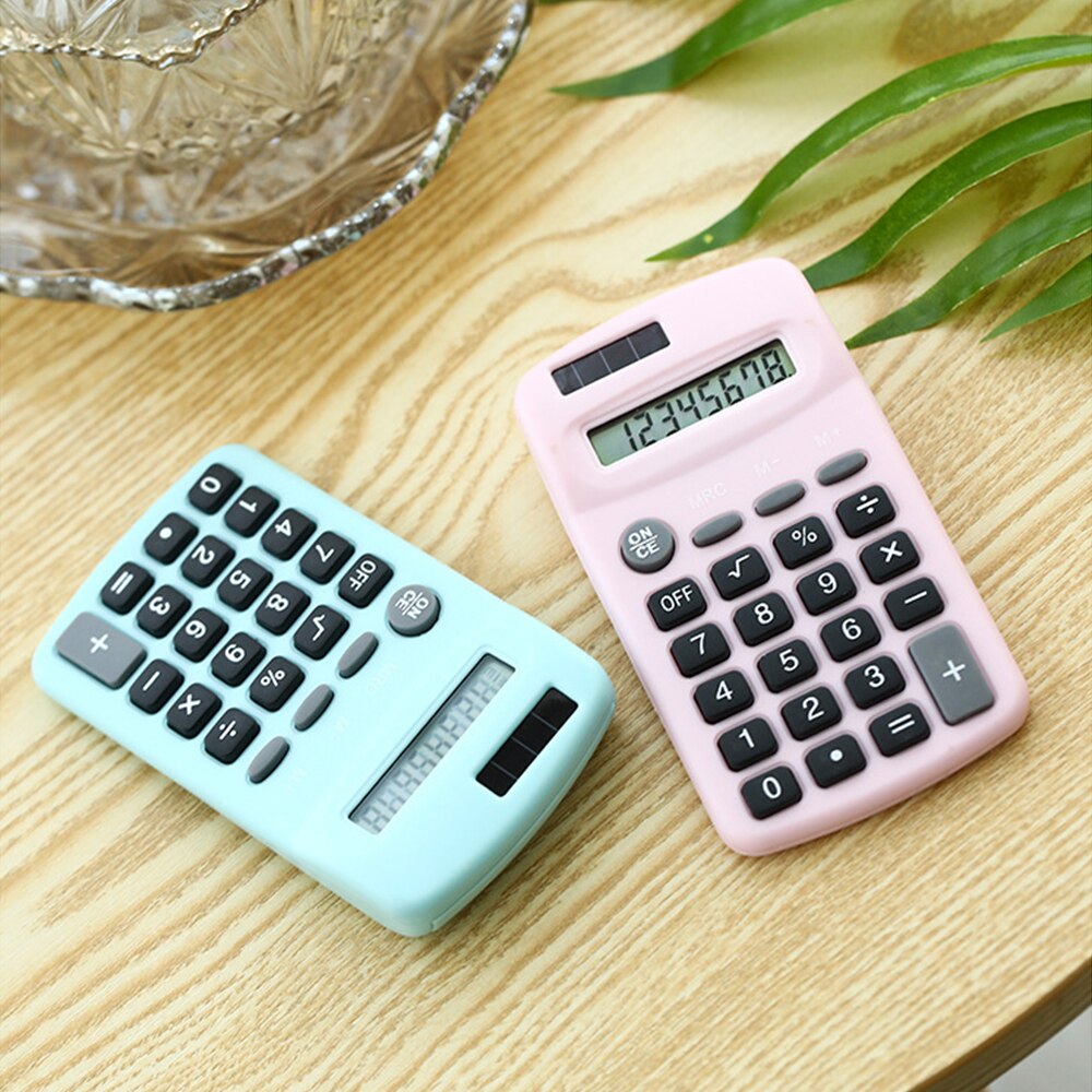 Mini Calculator 8 Digits Display Solar & Battery Dual Power Portable Electronics Calculator Accounting Tool for School Students