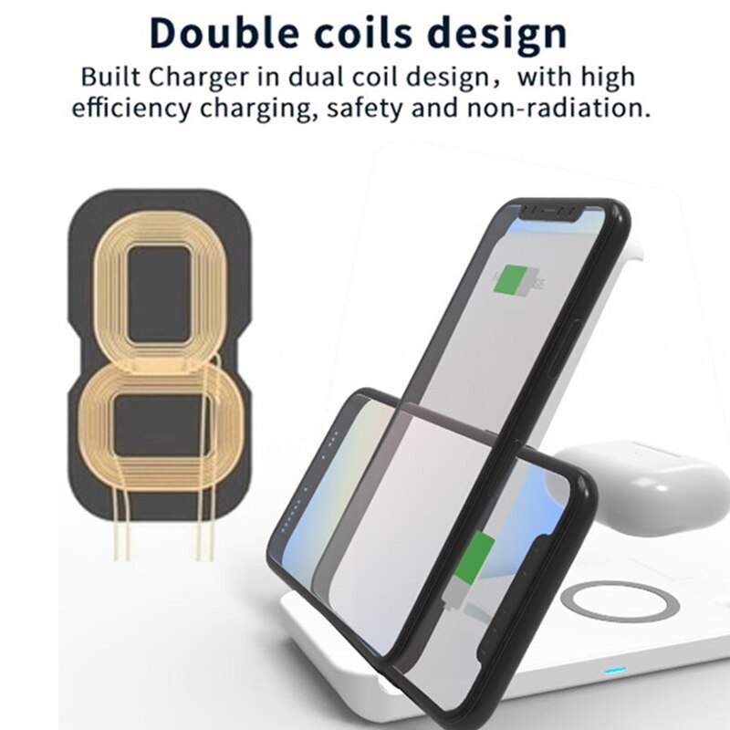 20W Schnelle Drahtlose Ladegerät Stehen 5W Drahtlose Aufladen Pad für Apfel Airpods Profi 2 iPhone 11 12 Profi max Xr 8 Ladestation Halfter
