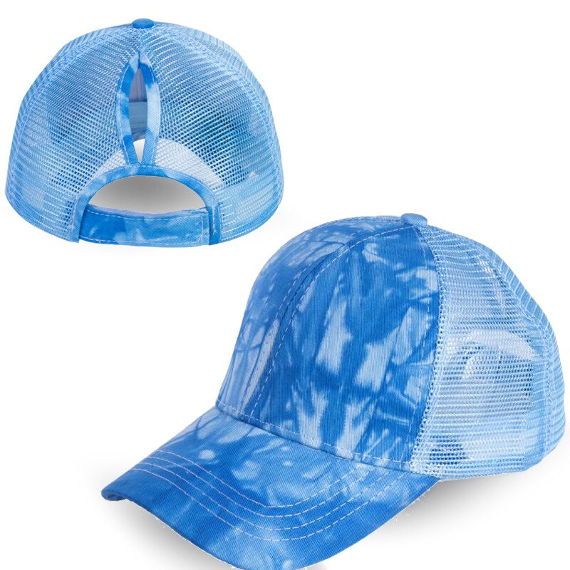 Casquette de Baseball pour queue de cheval pour femme, chapeau en coton, ajustable, style Hip Hop, décontracté, pare-soleil d'été, pour l'extérieur: Bleu