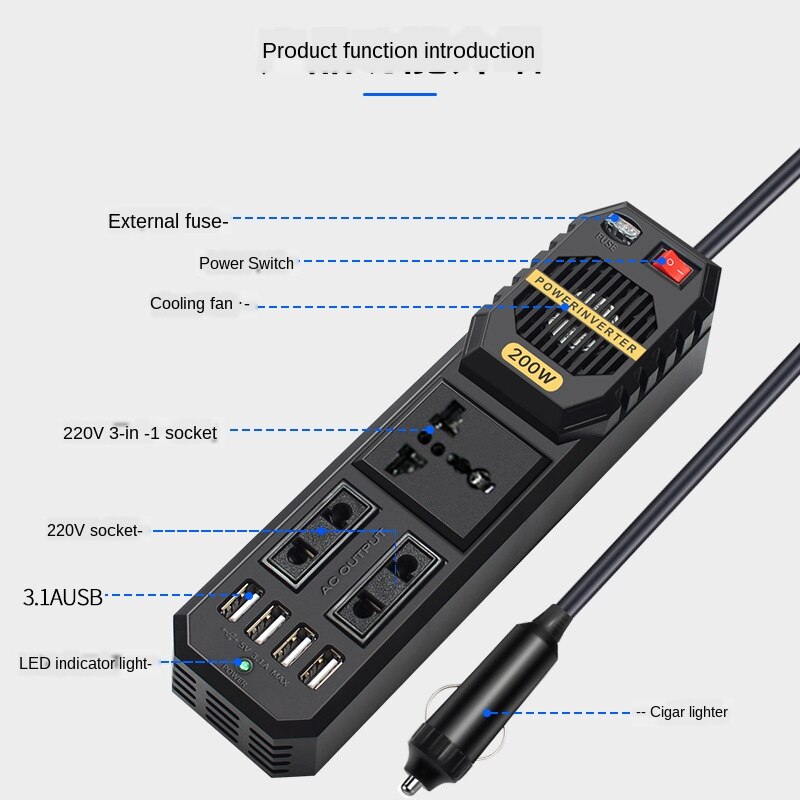 200W Mini Car Inverter 12V to 220V Product
