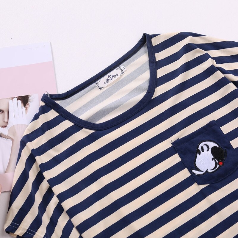 Women Cartoon Pajamas Short Sleeve Cotton Pyjamas Set Home Nightwear Sleepsuit