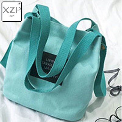 Xzp moda casual fresco arte menina cosméticos lona embreagem senhora tote bolsa de compras sacos pequenos sólidos sacos de ombro para meninas