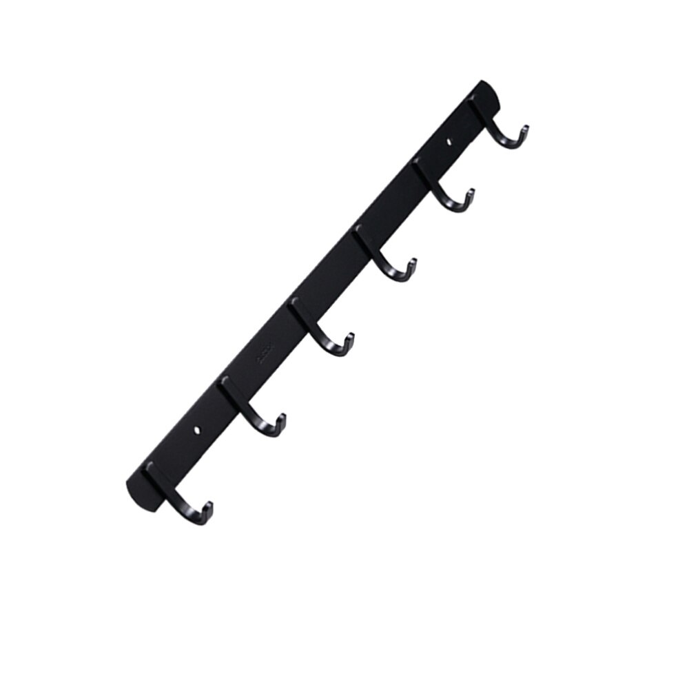 1pc Stainless Steel Door Back Hooks Hanger Punch Free Clothes Hook for Home (5 Hooks Black Round Shape Hook)