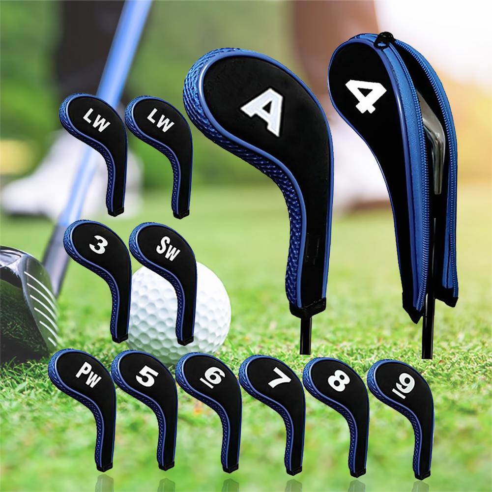 Juego de tapas de hierro para palos de Golf de neopreno con cremallera, funda protectora para la cabeza de Golf, accesorios de entrenamiento de Golf con número, 12 Uds.