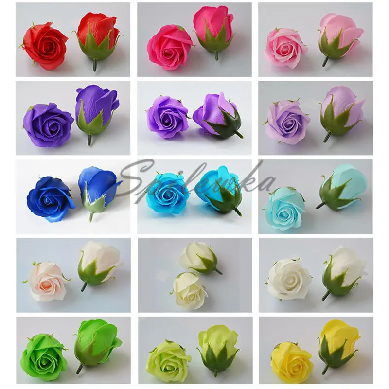 50 stks/partij Kunstbloem Rozen Hoofden Dia4.5cm Schoonheid Bruiloft Valentijnsdag Cadeau Rozen Boeket Thuis Party Decoratie Bloemen