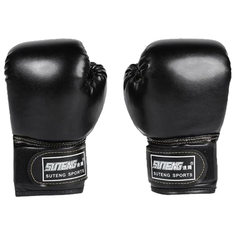 3-10 år børn boksehandsker til børn børn ungdoms boksesæk kickboxing muay thai luffer mma træning sparring handsker: Sort