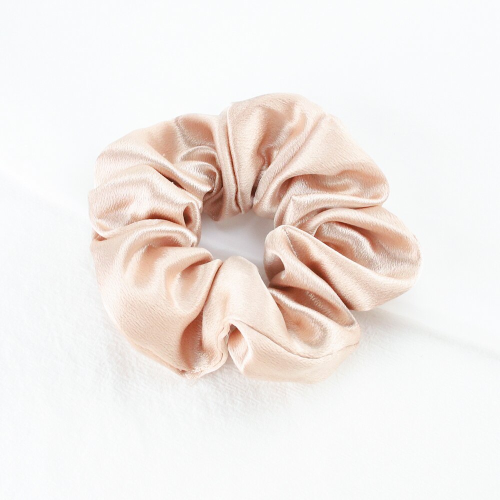 Chouchous en Satin de soie pour femmes et filles, élastique, en caoutchouc, solide, porte-queue de cheval, accessoires de cheveux, à la: Satin Champagne