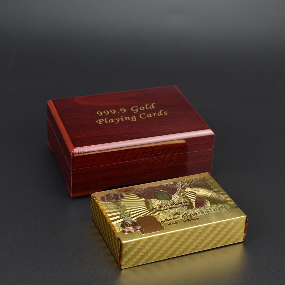 UBUY Souvenir Colorful printing Gold Foil 500 Dirhams Plastic Gold playing card For G: 500DHS with box