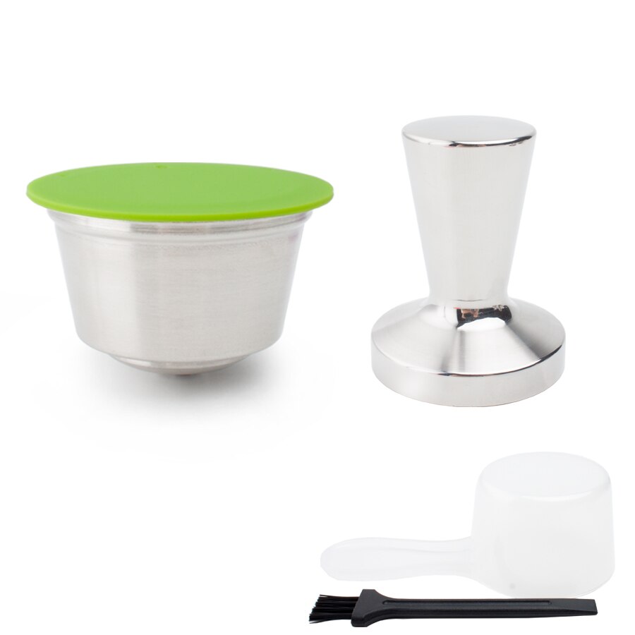 Tasse réutilisable réutilisable de Capsule de café d'acier inoxydable de goutteur de filtre de café adaptée à la Capsule de café de cafetière de Dolce Gusto: 1pod 1metal tamper