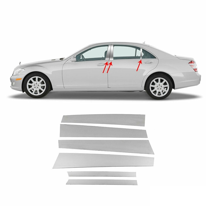 6 stuks auto raam b-stijl bekleding voor mercedes s-klasse  w221 2007: Default Title