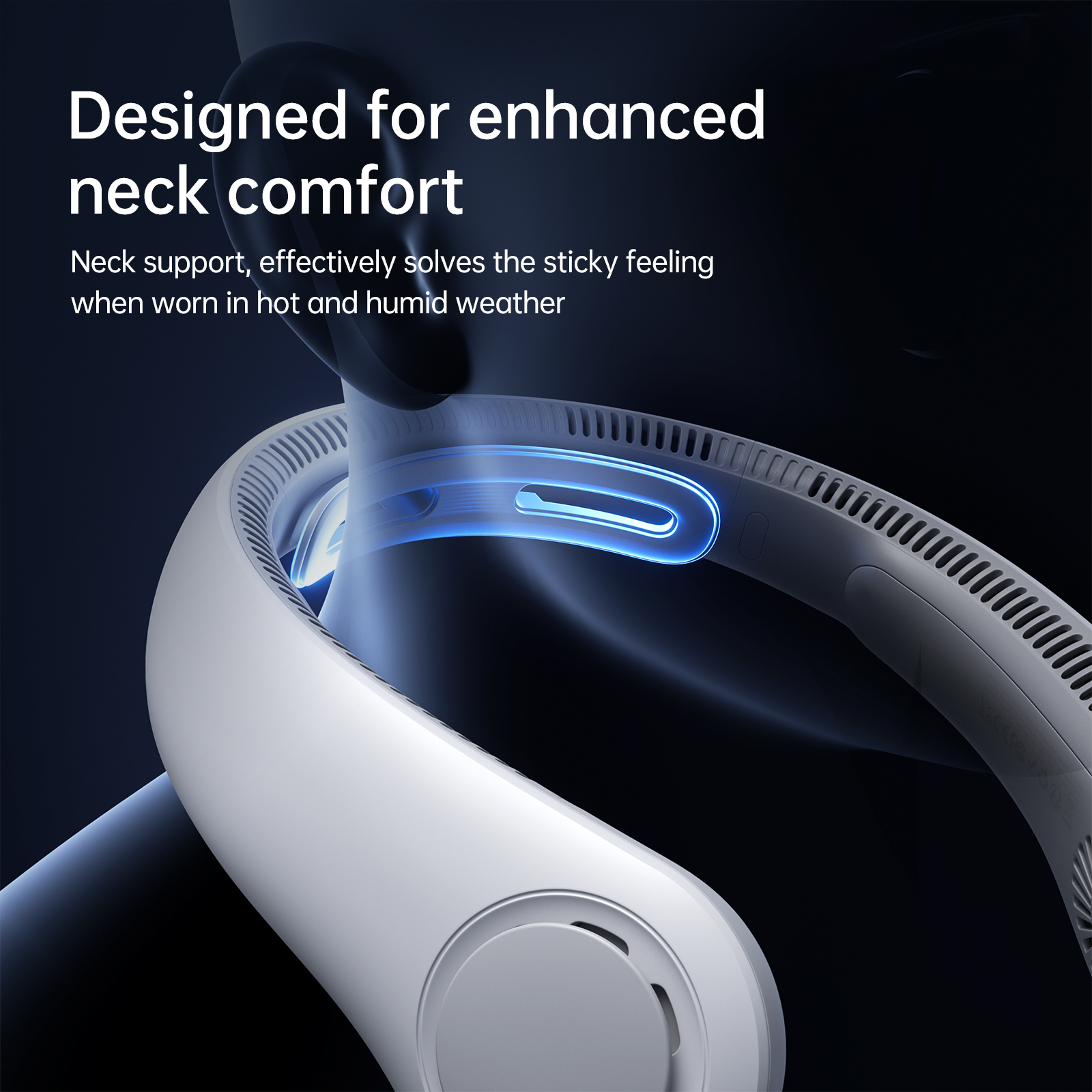 JISULIFE Ventilador de cuello portátil actualizado, batería de 5000 mAh, soporte para el cuello, ajuste de engranajes de 5 velocidades, ventilador manos libres portátil para exteriores