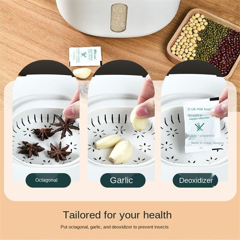 WALFOS 5KG/10KG Kitchen Food Storage Container Box Tank Moisture Insect Proof Nano Bucket Rice Dispenser Grain Sealed Organizer