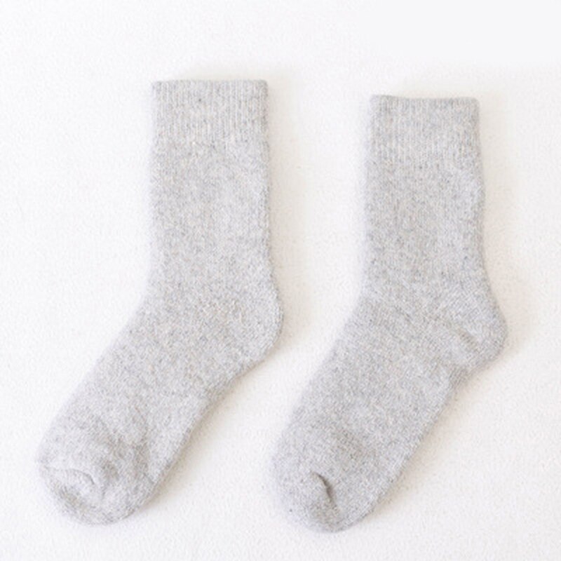 Winter Wool Warm Socks Super Soft Thick Solid Color Casual Socks For Men Women: light gray