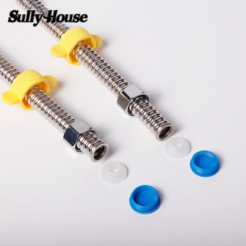 Sully House 304 Stainless Steel Basin&amp;Toilet water weaved 1/2"plumbing hose,bathroom heater connect corrugated pipes with wrench