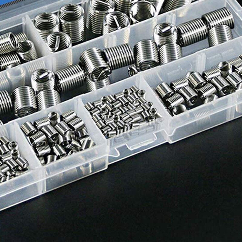 200Pcs Wire Inserts Screws Sleeve Kit, Metric Wire Thread Inserts Helical Type Coiled Wire Screw Repair Sleeve