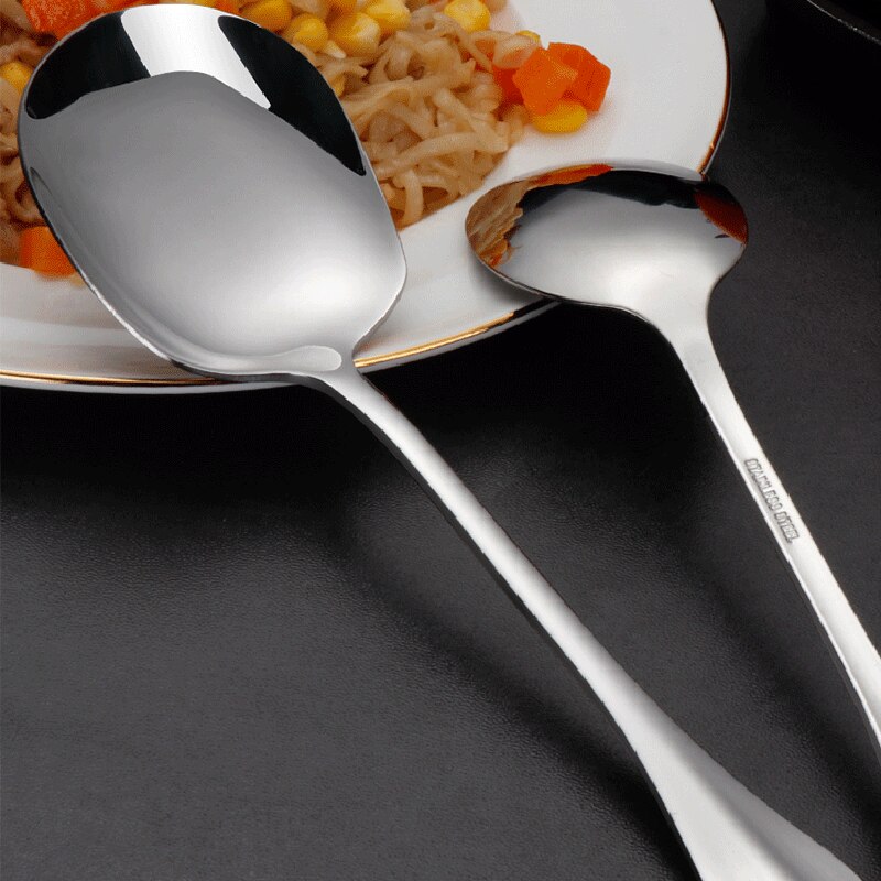 Stainless Steel Large Public Spoon Buffet Service Spoons Long Handle Soup Rice Tablespoon Restaurant Dinnerware Kitchen Utensils