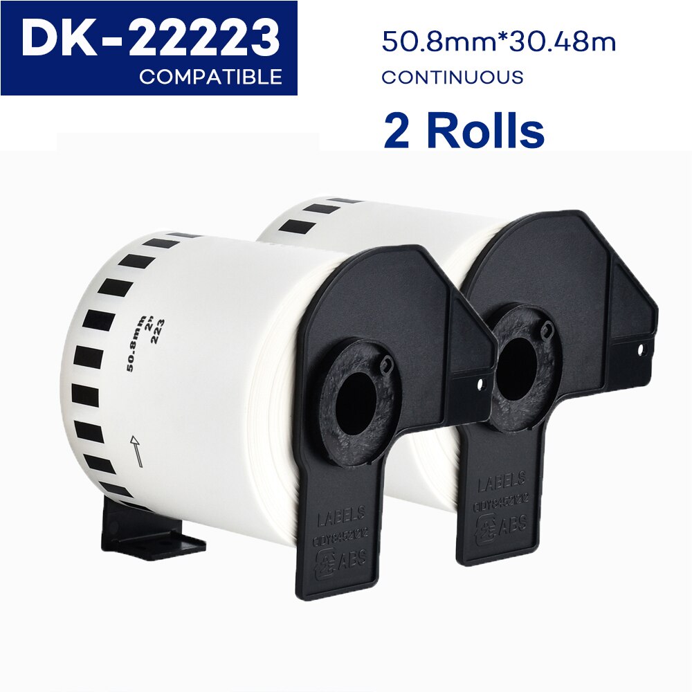 2 etykiety rolkowe kompatybilne z drukarką termiczną Brother QL570 DK 22205 DK11209 DK22205 ciągłe i wycinane standardowe etykiety adresowe: 2Rolls DK-22223