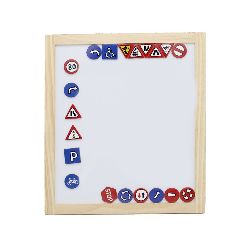 1 Set Traffic Sign Magnet Wood Educational Fridge Magnet Teaching Prop for Kids