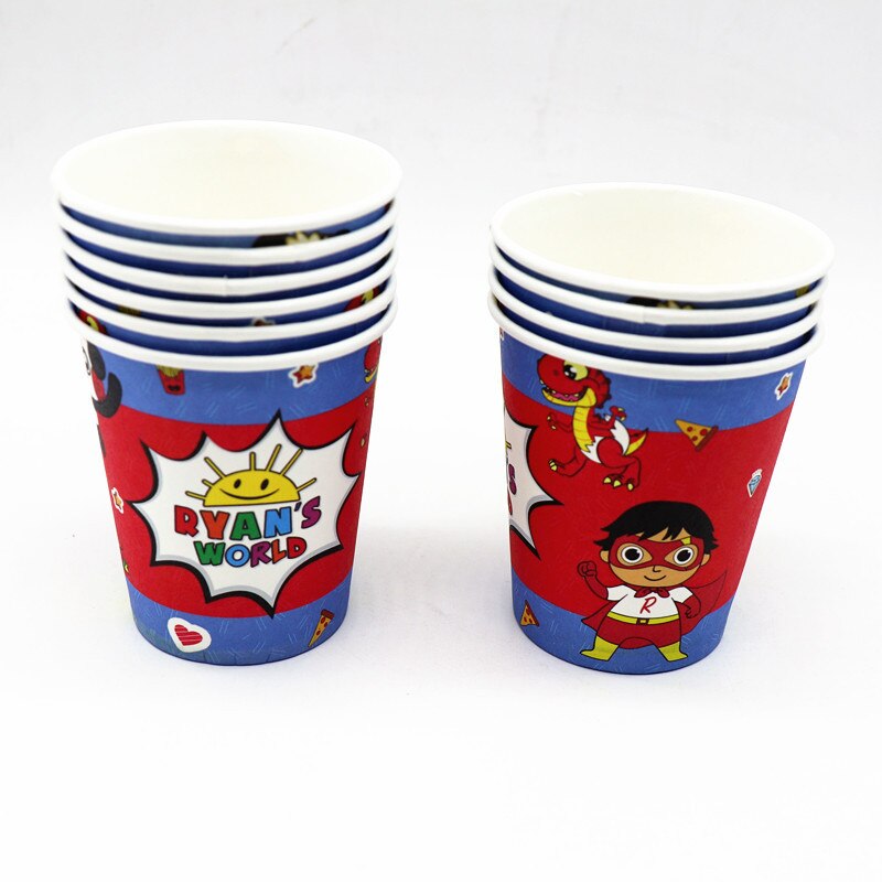 disposable party decoration red Ryan theme birthday children's cup and saucer banner top hat party supplies baby shower