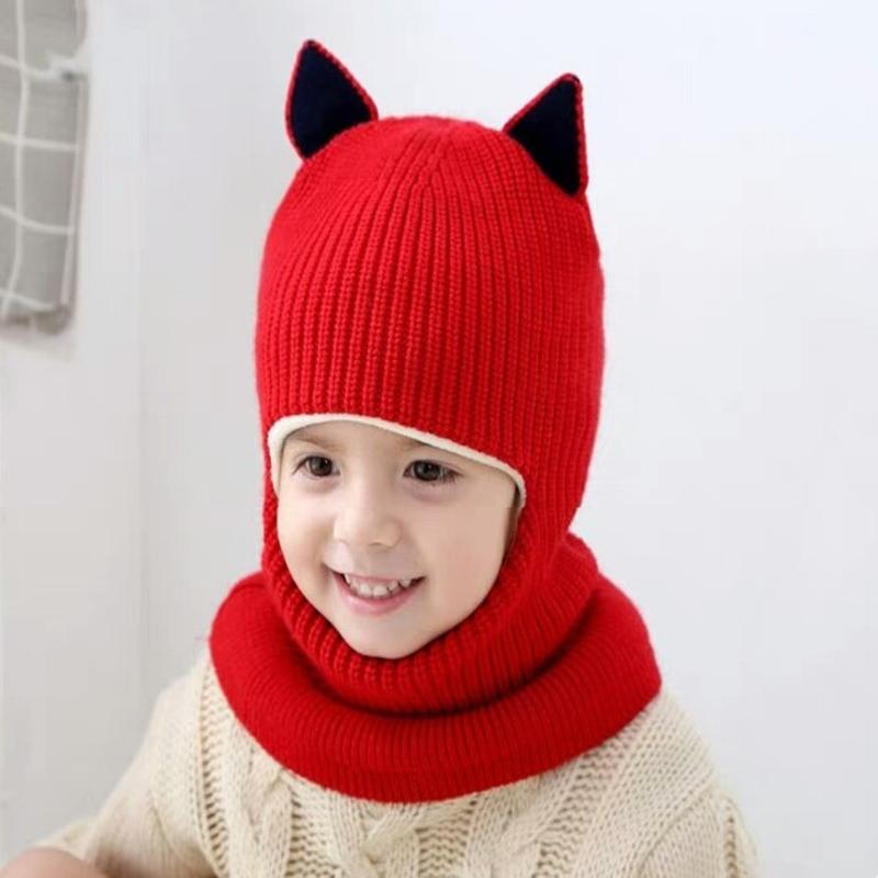 Chapeau d'automne et d'hiver pour filles | Bonnet pour enfants, bonnet en tricot, chapeau à Double boule en laine, chapeau à bretelles un pour enfants, chapeaux d'hiver,: Rouge