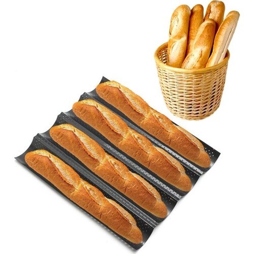 Baget Bread Mould Carbon Steel 4 Bagets Non Stick 37x31x4 cm