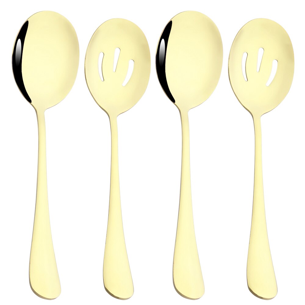 Drmfiy Rainbow Dinnerware Set 4Pcs Service Colander Spoons Stainless Steel Set Buffet Dinner Restaurant Banquet Tableware Set: champagne