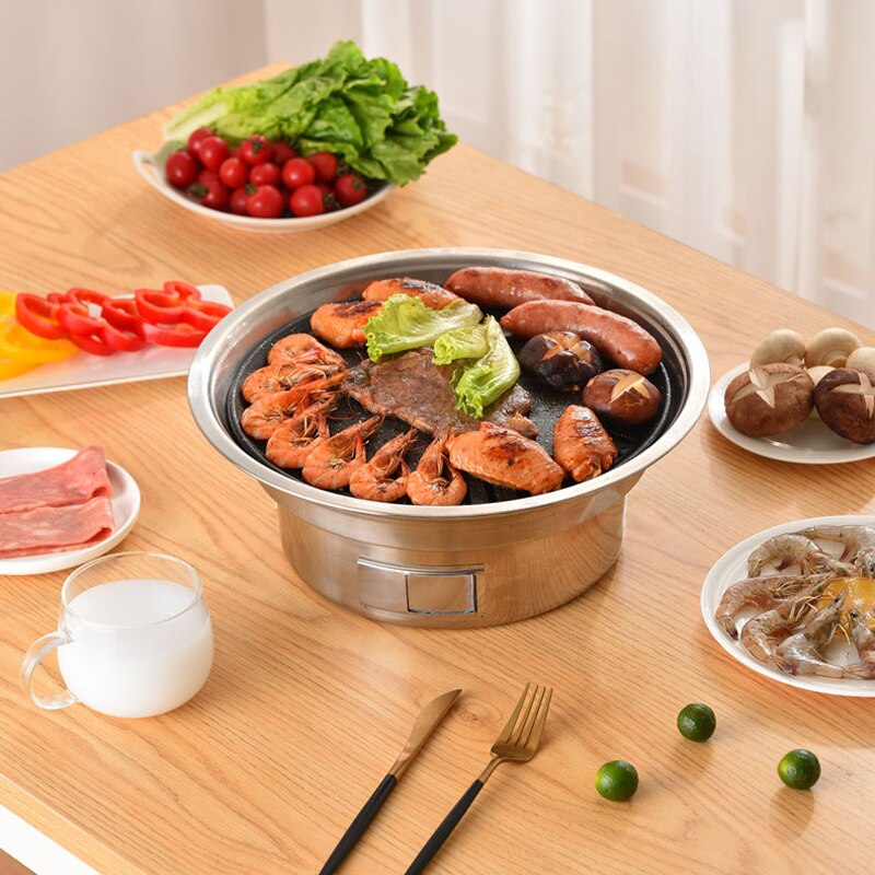 Koreaanse Houtskool Oven Barbecue Kachel Commerciële Houtskool Vuur Grill Ronde Huishouden Outdoor Japanse Barbecue Gebraden Vlees Pot Bbq