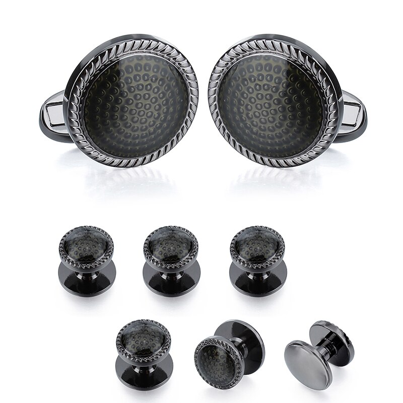 HAWSON Trendy Cufflinks and Tuxedo Studs Set for Men Round Enamel Business Wedding for Men 4 Colors Available
