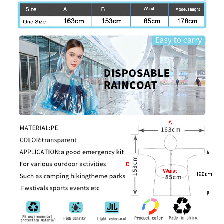 Wegwerp Regen Poncho Pack Voor Volwassen Regenjas In Bulk, Waterdicht Herbruikbare Pe Materiaal Voor Anti Fouling Barrière Beschermende Gown