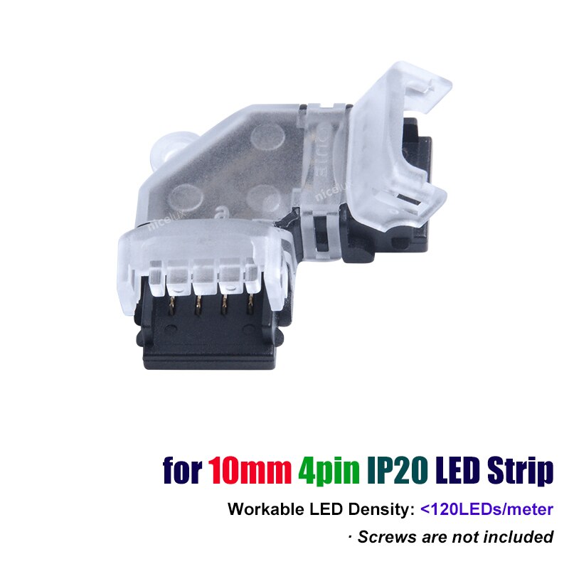 5Pcs Hoek Led Strip Connector 90 Graden Haakse Voor 2pin 4pin Rgb Enkele Kleur Led Tape Licht Cob fob Strip Conectors: 10mm 4pin IP20