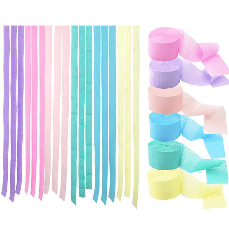 25M Pastel Crepe Streamers Paper Backdrop Pastel Rainbow Unicorn Birthday Party Decoration for Baby Shower Baptism Wedding