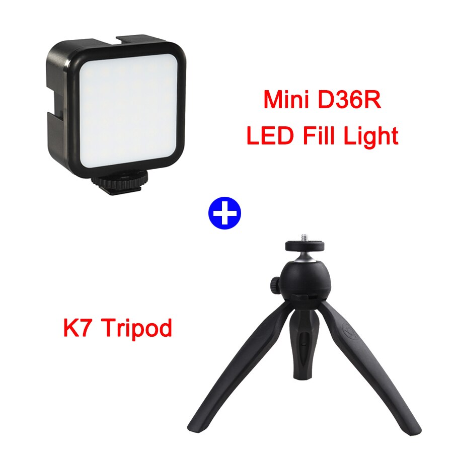 MAMEN Mini D36R LED Video Light Set Smartphone Vlogging Kits With Microphone Phone Cage Tripod For Video Shooting Photo Light: Package 4