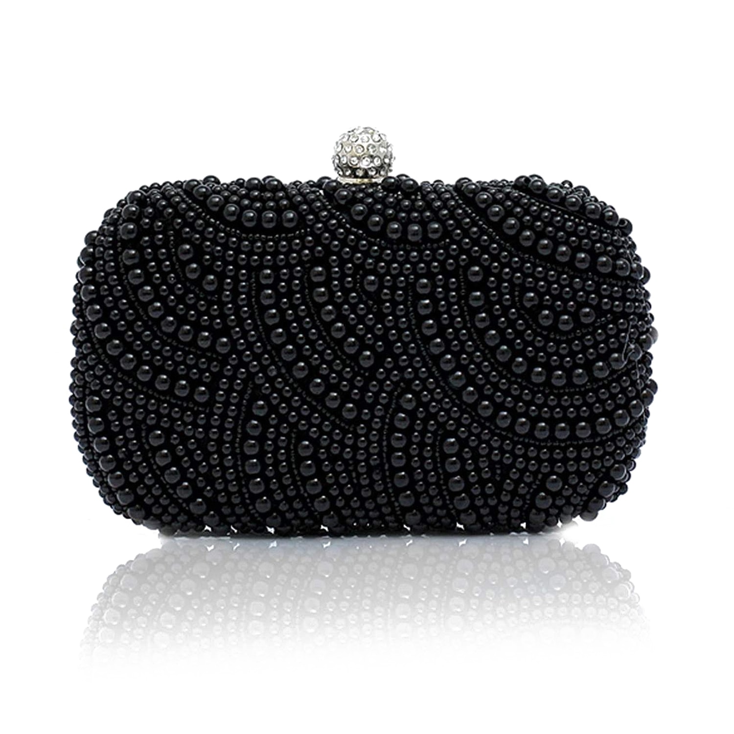 ladies black beaded clutch bridal bag under arm bag party wedding evening handbag