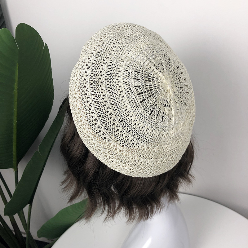 Boina de punto para mujer, gorro de estilo parisino, suave y ligero, boina de punto con recorte, transpirable, línea Staw