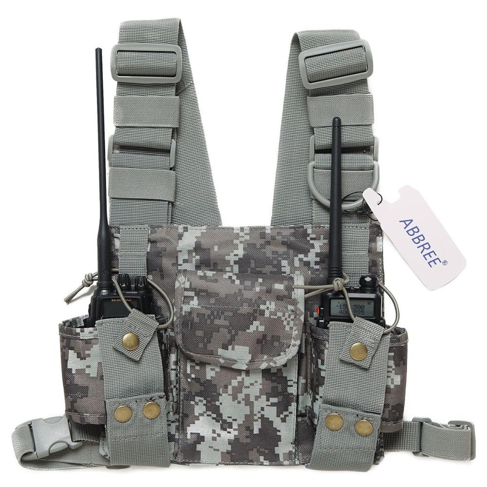 ABBREE-funda de transporte para Walkie talkie, arnés de pecho, bolsa de bolsillo, para Baofeng UV-5R, UV-82, UV-9R, TYT, TH-UV8000D, Yaesu: PT08 CAMO