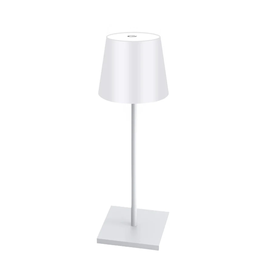 LED-tafellamp Aanraaksensor Oplaadbaar Desktop-nachtlampje Draadloze leeslamp voor Restaurant Hotel Bar Slaapkamer Decor Licht: WHITE