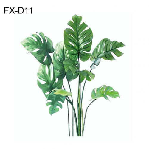 Adhesivo para Mural de pared de planta verde con hojas tropicales, adhesivo para sala de estar: FX D11